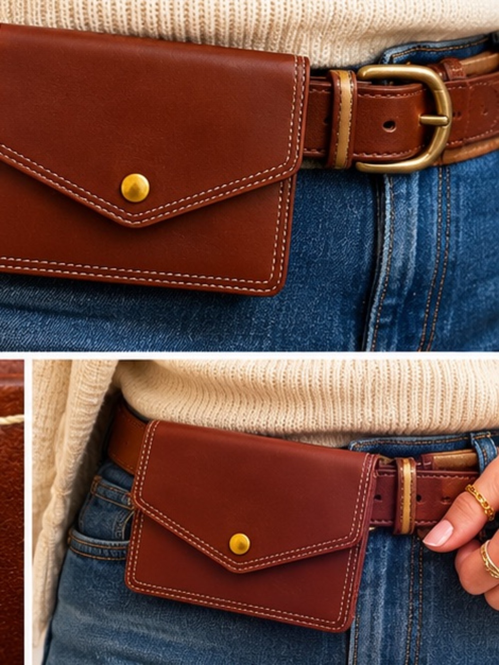 Coach Vintage British Tan Glove-Tanned Leather Belt Pouch Made in USA Brass Snap